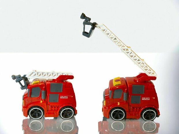 Brandweerwagen speelgoed - frictie - met sirene geluiden en lichtjes 19.5cm