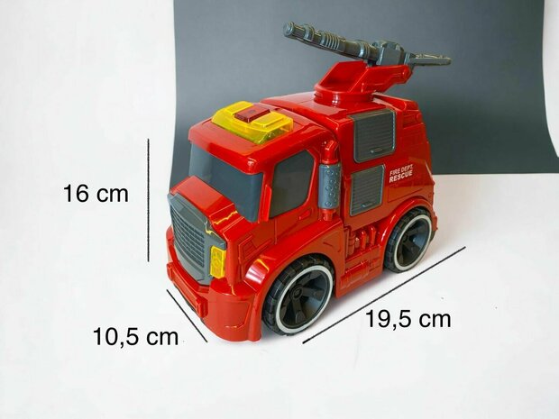 Fire truck toy - friction - with siren sounds and lights 19.5cm