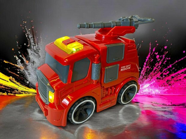 Feuerwehrauto-Spielzeug &ndash; Reibung &ndash; mit Sirenenger&auml;uschen und Lichtern, 19,5 cm