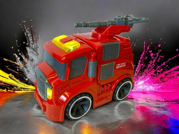 Fire truck toy - friction - with siren sounds and lights 19.5cm