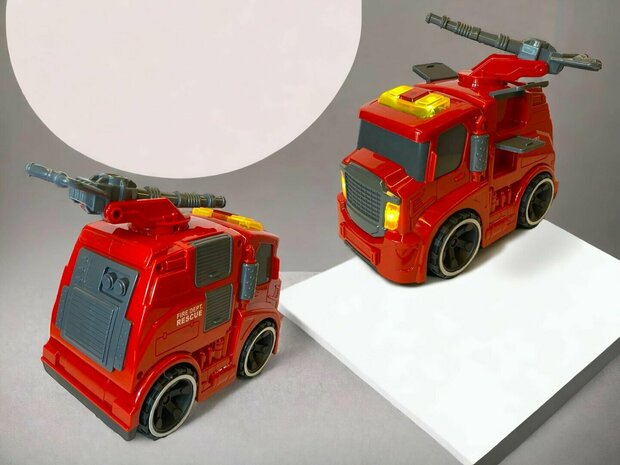 Feuerwehrauto-Spielzeug &ndash; Reibung &ndash; mit Sirenenger&auml;uschen und Lichtern, 19,5 cm