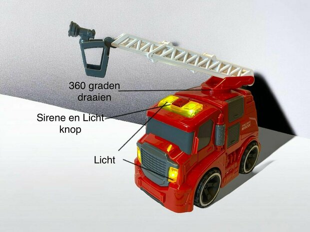 Feuerwehrauto-Spielzeug &ndash; Reibung &ndash; mit Sirenenger&auml;uschen und Lichtern, 19,5 cm