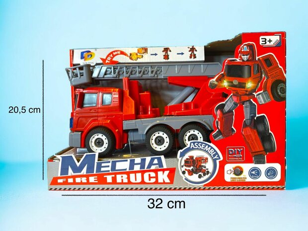 Jouet DIY - Robot de d&eacute;formation et camion de pompiers Mecha Fire Truck Optimus Prime 2 en 1