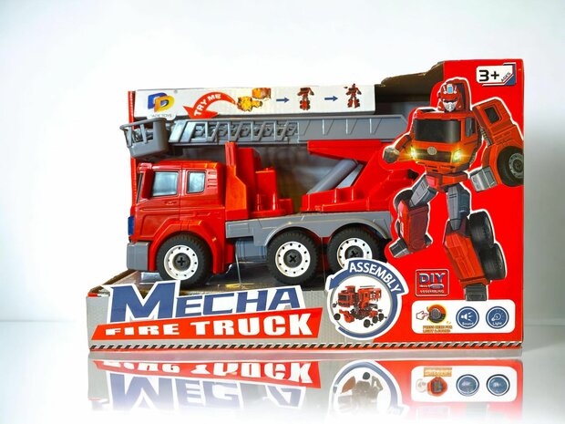 Spielzeug zum Selbermachen &ndash; Verformungsroboter und Feuerwehrauto Mecha Fire Truck Optimus Prime 2 in 1