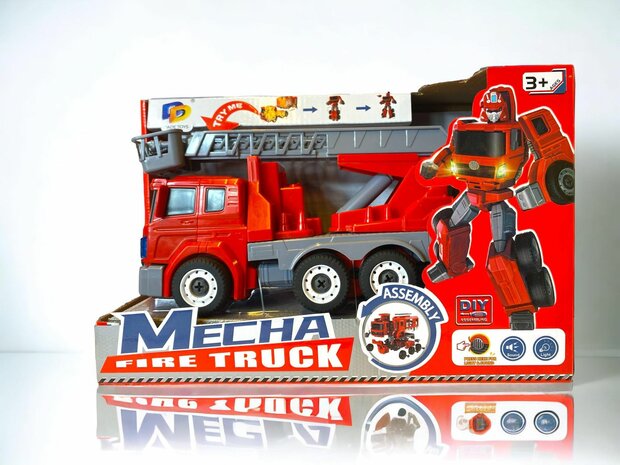 Jouet DIY - Robot de d&eacute;formation et camion de pompiers Mecha Fire Truck Optimus Prime 2 en 1