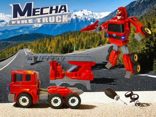 Spielzeug zum Selbermachen &ndash; Verformungsroboter und Feuerwehrauto Mecha Fire Truck Optimus Prime 2 in 1