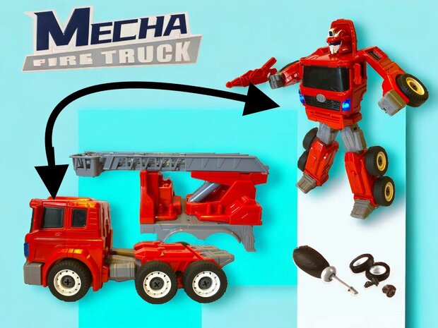 Spielzeug zum Selbermachen &ndash; Verformungsroboter und Feuerwehrauto Mecha Fire Truck Optimus Prime 2 in 1