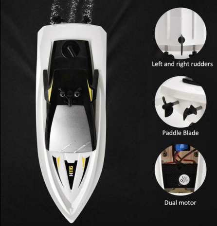 Rc boat H116 - Radio controlled boat 2.4GHZ - 1:47 yellow S