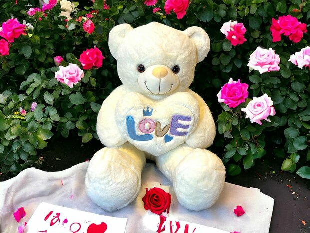 Cuddly bear Large - 75CM - soft cuddly toy - with Love cushion - Teddy bear