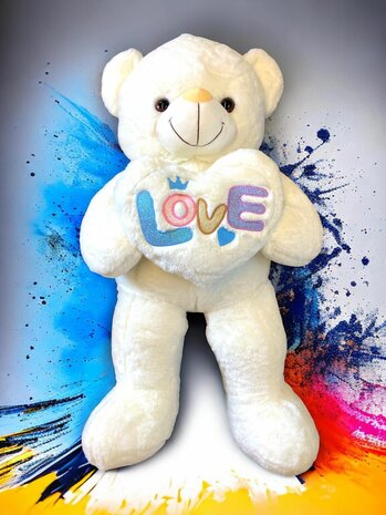 Cuddly bear Large - 75CM - soft cuddly toy - with Love cushion - Teddy bear