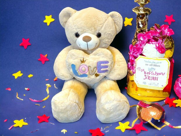 Cuddly bear Large - 75CM - soft cuddly toy - with Love cushion - Teddy bear