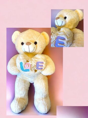 Cuddly bear Large - 75CM - soft cuddly toy - with Love cushion - Teddy bear