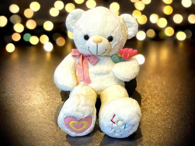 Teddy bear - i Love you - 75CM - soft cuddly bear with rose - teddy bear