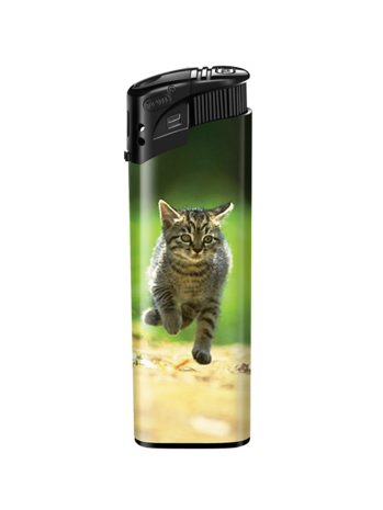 Lighters - 50 pieces in tray - cat print - refillable and click - Tom lighter