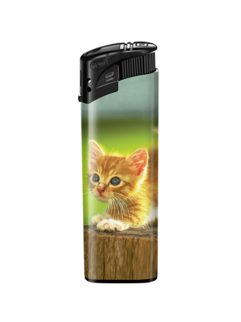 Lighters - 50 pieces in tray - cat print - refillable and click - Tom lighter