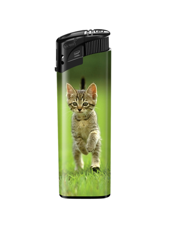 Lighters - 50 pieces in tray - cat print - refillable and click - Tom lighter