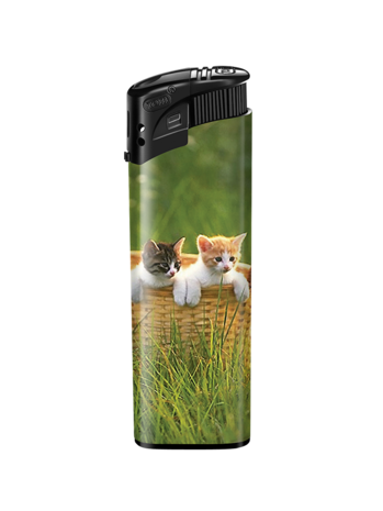 Lighters - 50 pieces in tray - cat print - refillable and click - Tom lighter