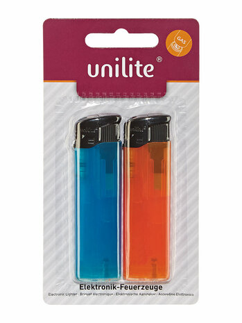 Lighters in blisters of 2 pieces - with click system - refillable - Unilite