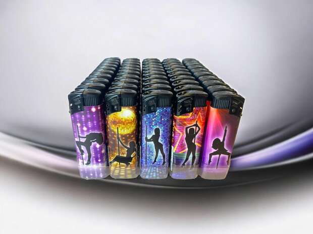 Jetflame lighters - turbo flame - 50 pieces - wind lighter - Pole Dance print