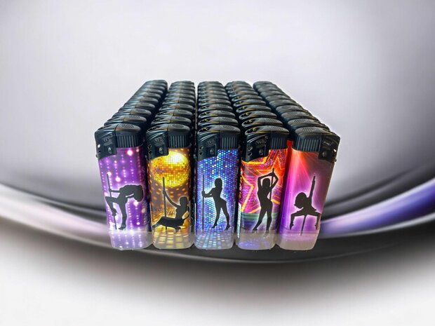 Briquets Jetflame - flamme turbo - 50 pi&egrave;ces - briquet &agrave; vent - imprim&eacute; Pole Dance