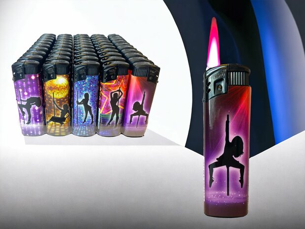 Jetflame lighters - turbo flame - 50 pieces - wind lighter - Pole Dance print