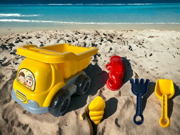 Set de plage Set de sable Voiture benne 25 CM - Voiture 5 Pi&egrave;ces Plage