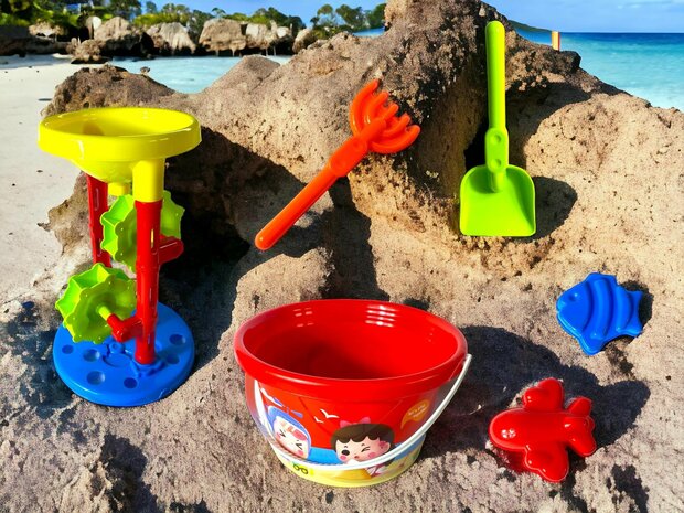 Jouets de jeu de sable de plage, seau de sablier, jeu de r&ocirc;le pour enfants, 6 pi&egrave;ces