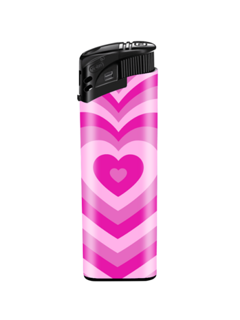 Lighters - 50 pieces in tray - Retro Heart print - refillable + gas