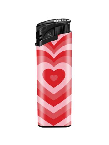 Lighters - 50 pieces in tray - Retro Heart print - refillable + gas