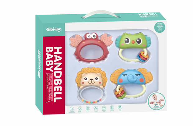 Baby Speelgoed Baby rammelaar set - 4 stuks - Bijtring 