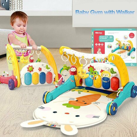 Trotteur + tapis b&eacute;b&eacute; porte-b&eacute;b&eacute; - set 2en1