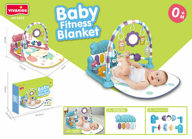 Baby speelmat Baby-fitness deken Viva Kids - Met Speeltjes En Piano - 0 jaar - roze