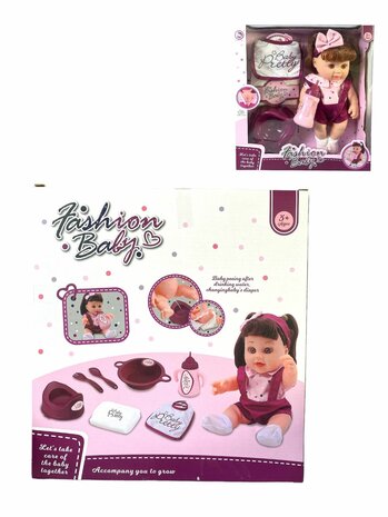 New Born Babypop - 28 cm  - drink en plas functie - maakt geluid - incl. accessoires 2