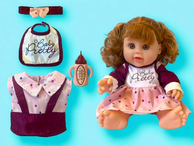 Baby doll - 28 cm - can drink and pee - Talking Doll - incl. accessories