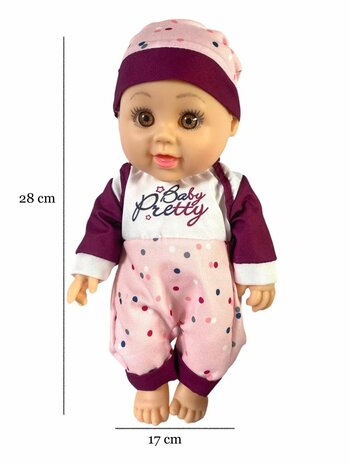 Baby doll - 28 cm - can drink and pee - Talking Doll - incl. accessories