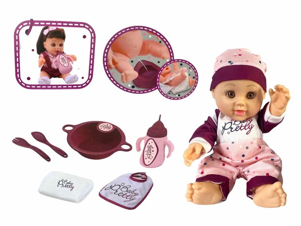 Poup&eacute;e b&eacute;b&eacute; - 28 cm - peut boire et faire pipi - Poup&eacute;e parlante - avec accessoires