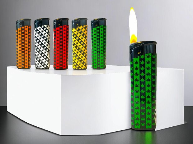 Lighters 50 pieces refillable electronic lighter with marijuana print