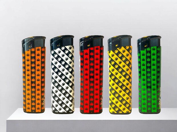 Lighters 50 pieces refillable electronic lighter with marijuana print