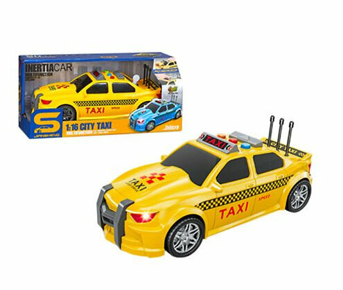 Voiture de taxi jouet avec moteur &agrave; friction &agrave; effets sonores et lumineux - 1:16