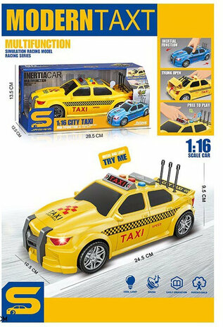 Toy taxi car with sound and light effects friction motor - 1:16