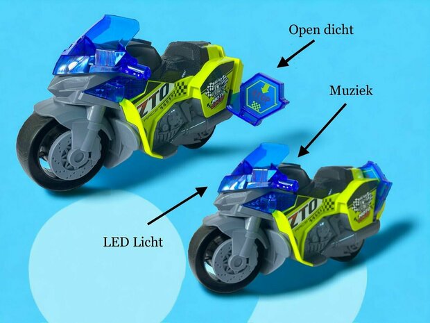 Motorcycle Police - toy police motorcycle - sound, light and friction motor - 1:16