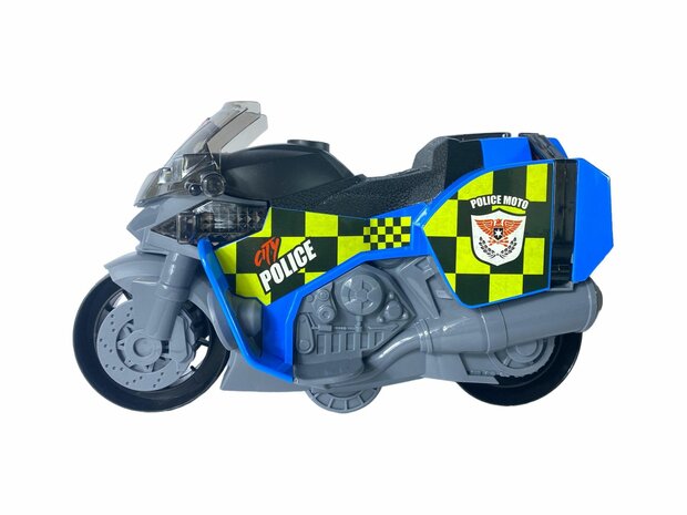 Motorcycle Police - moto de police jouet - moteur sonore, lumineux et &agrave; friction - 1:16