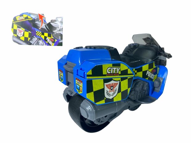 Motorcycle Police - moto de police jouet - moteur sonore, lumineux et &agrave; friction - 1:16