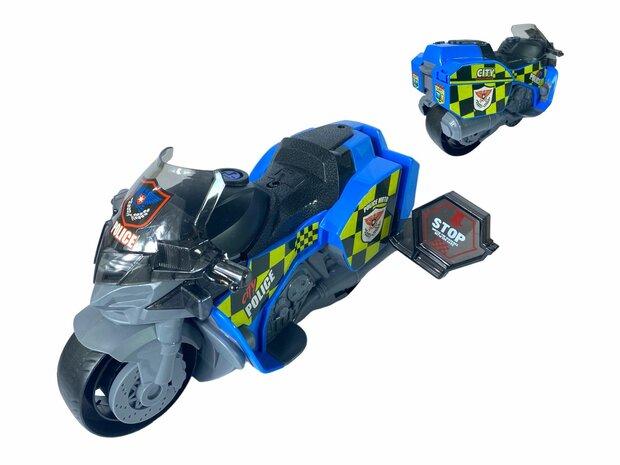 Motorcycle Police - moto de police jouet - moteur sonore, lumineux et &agrave; friction - 1:16