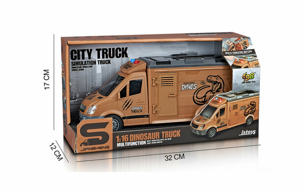Dinosaur Truck - Frictie Transportvoertuig - Licht en geluid - incl. dinosaurusfiguur - vrachtwagen