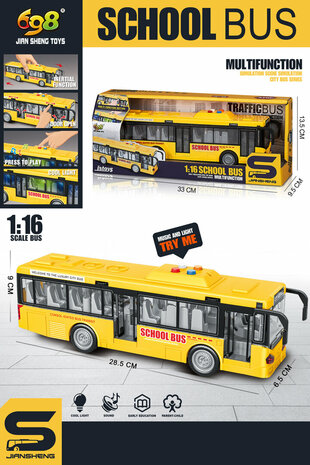 Toy School Bus 27CM friction motor light and sound