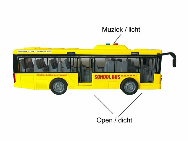 Speelgoed Schoolbus 27CM frictiemotor  licht en geluid