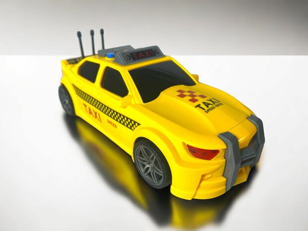 Toy taxi car with sound and light effects friction motor - 1:16