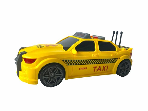Spielzeug-Taxiauto mit Sound- und Lichteffekten, Reibungsmotor &ndash; 1:16