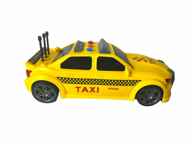 Voiture de taxi jouet avec moteur &agrave; friction &agrave; effets sonores et lumineux - 1:16
